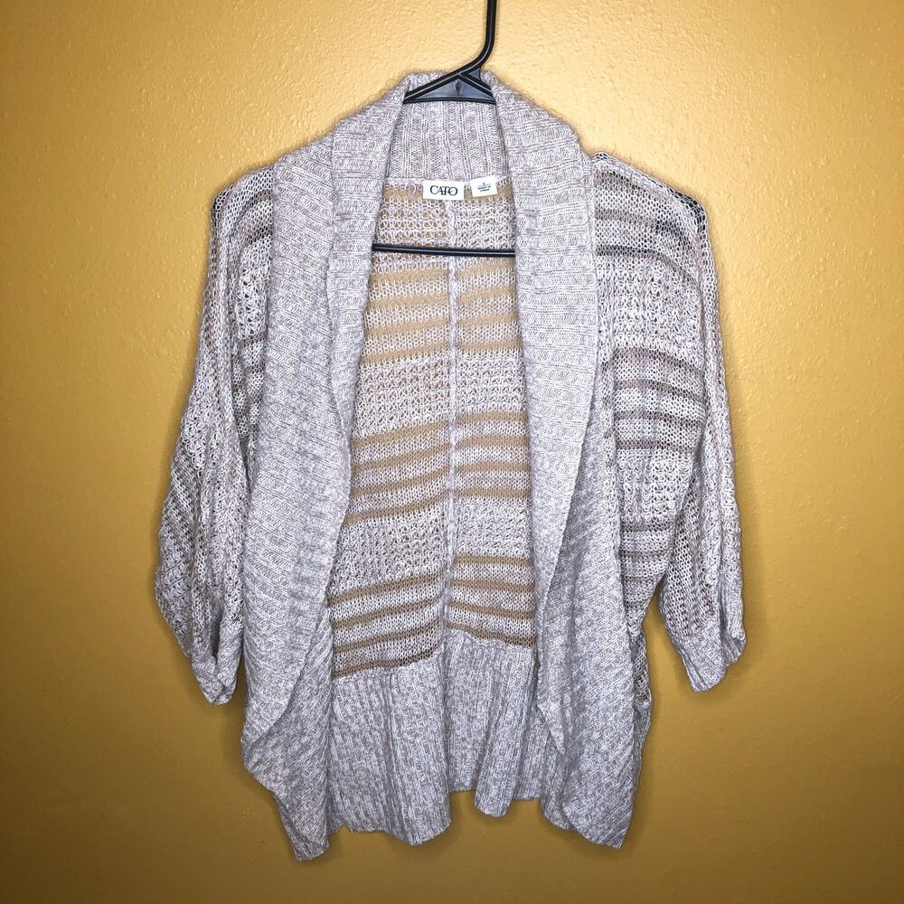 Cato Oatmeal Lightweight Sweater Cardigan, S